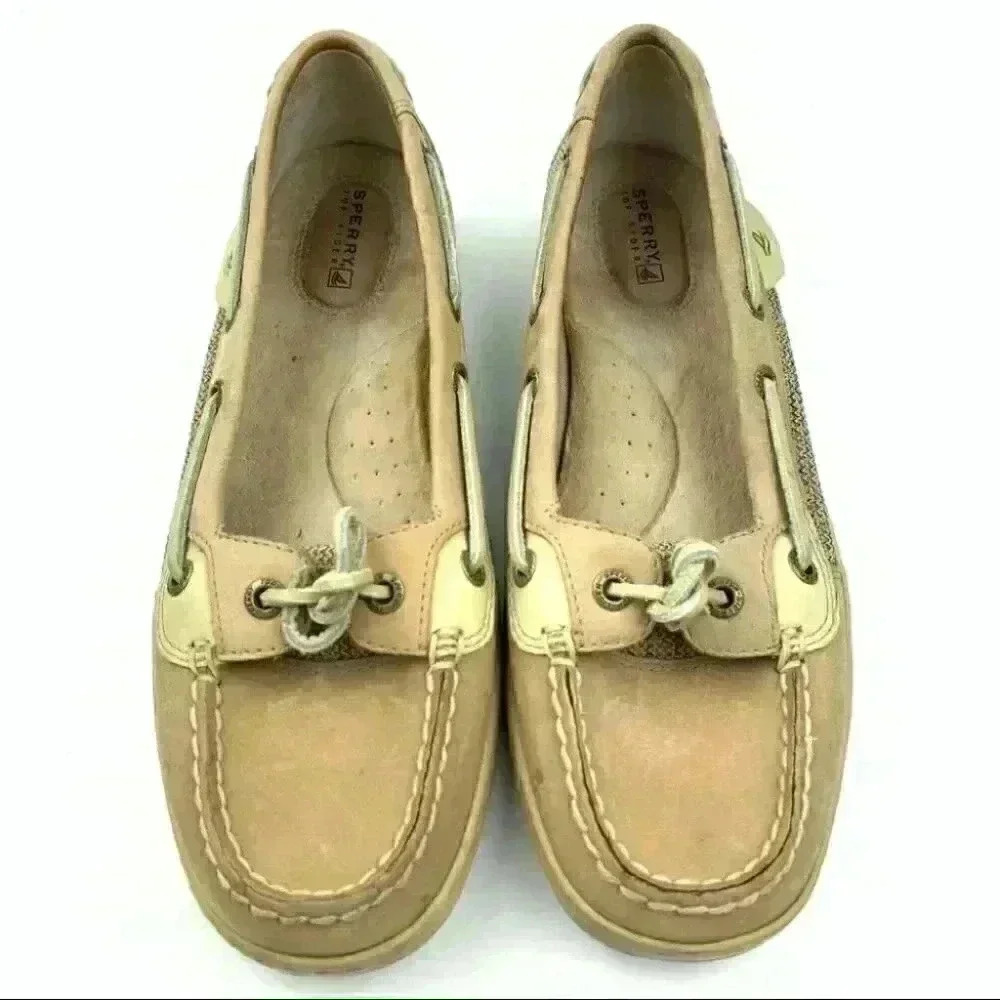 Sperry topsider flats 7.5 tan leather boat shoes - Picture 2 of 11